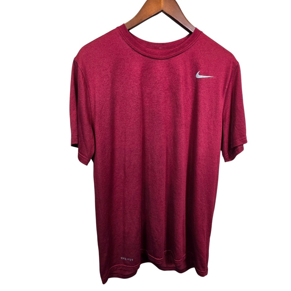 Nike Dri-Fit T-Shirt Mens XL Burgundy Heathered Short Sleeve Swoosh Activewear‎